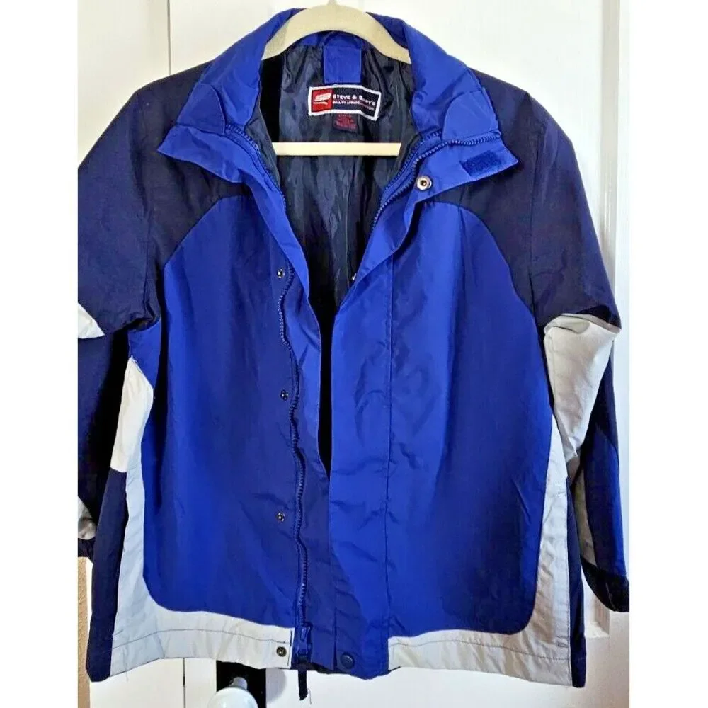 Steve & Barry boy Sz L(10/12) blue jacket lined  full zip‎ 100% Nylon